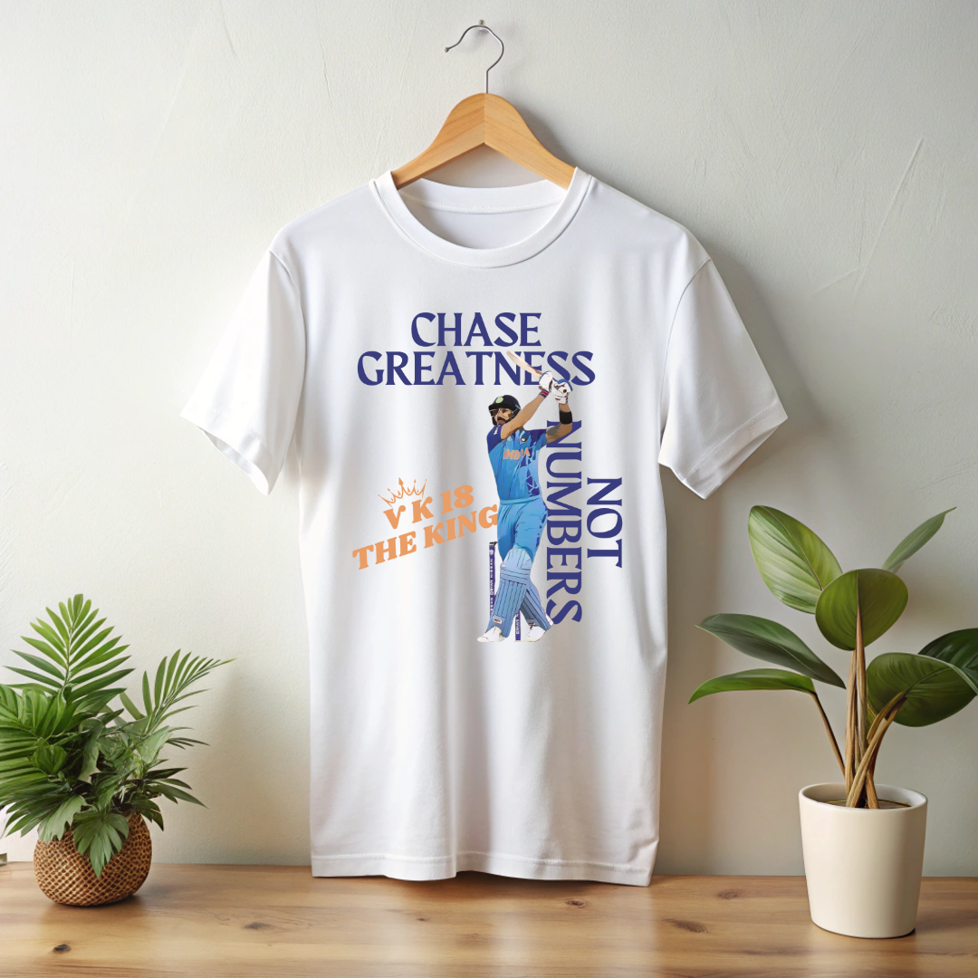 Chase Greatness Not Numbers Classic Cotton Cricket T shirt