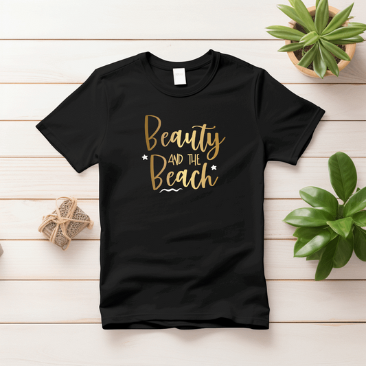 Elegant Oversized "Beauty and The Beach" T shirt