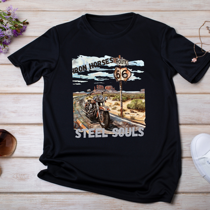 "IRON Horses, STEEL Souls"  Unisex Biker T shirt