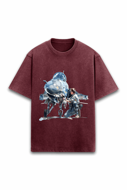 Exclusive Acidwash OverSized Fighter Jet T shirt