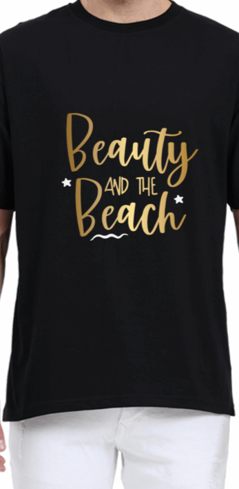 Elegant Oversized "Beauty and The Beach" T shirt