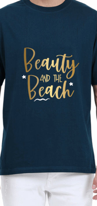 Elegant Oversized "Beauty and The Beach" T shirt