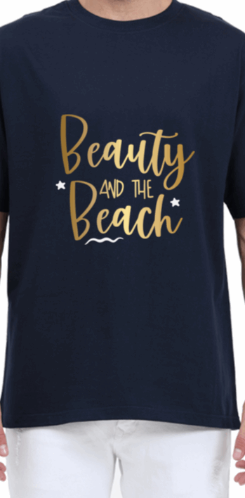 Elegant Oversized "Beauty and The Beach" T shirt