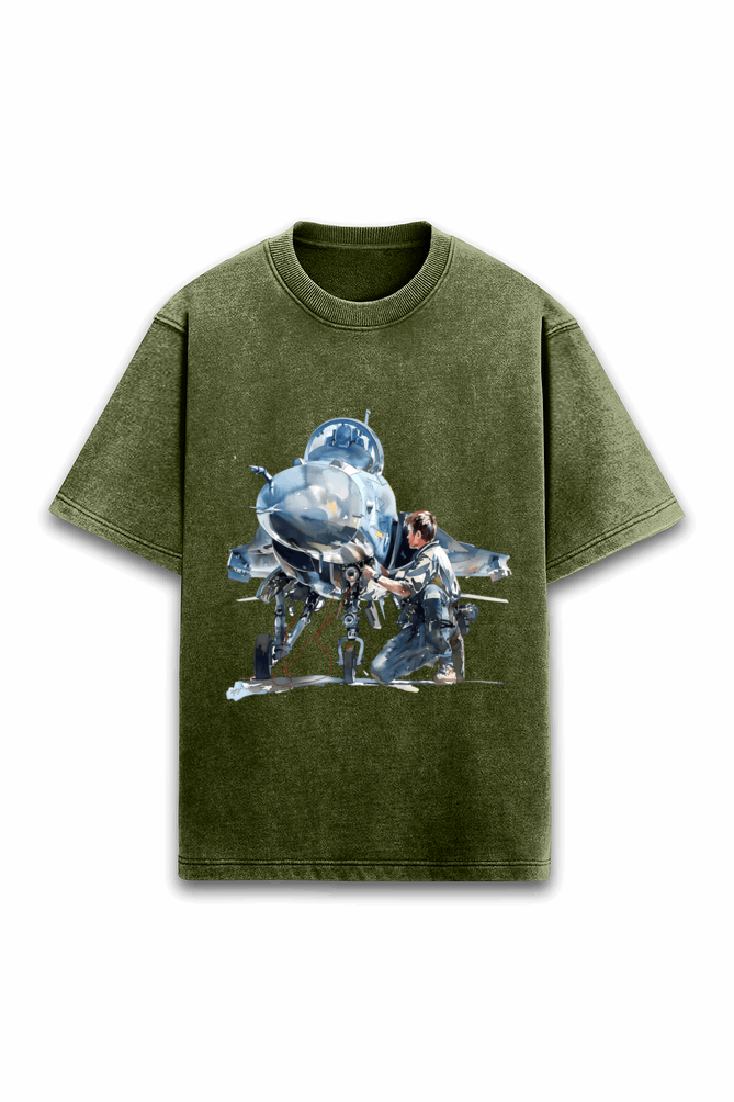 Exclusive Acidwash OverSized Fighter Jet T shirt