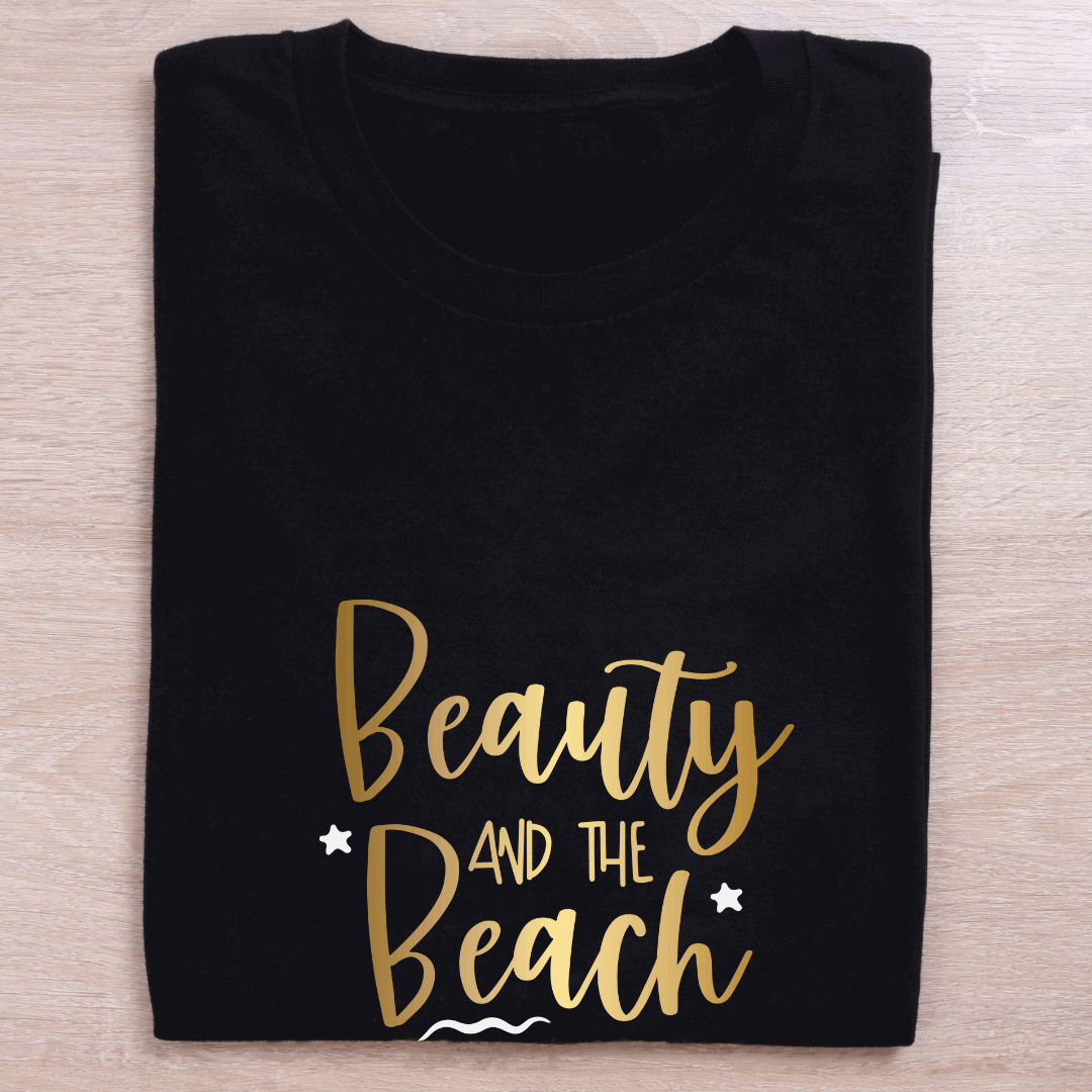 Elegant Oversized "Beauty and The Beach" T shirt