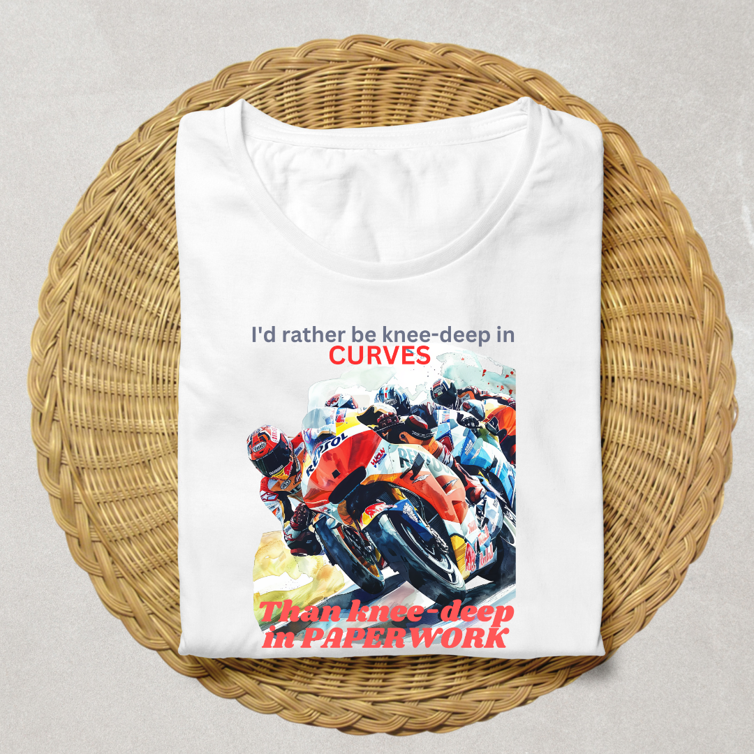 "I"d rather be Knee-deep in Curves" Unisex Biker T shirt