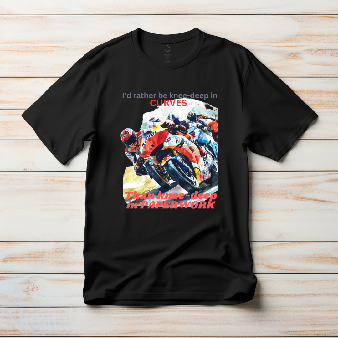 "I"d rather be Knee-deep in Curves" Unisex Biker T shirt