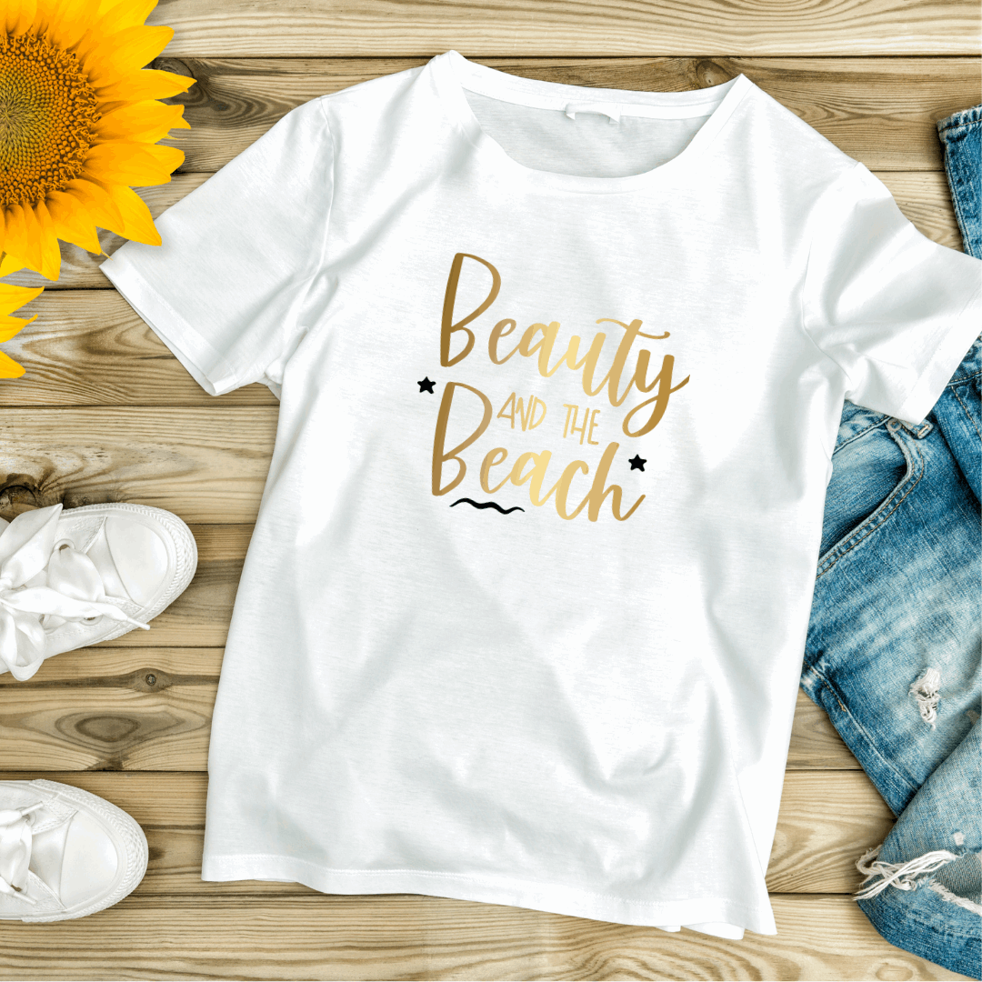 Elegant Oversized "Beauty and The Beach" T shirt