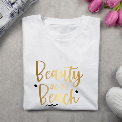 Elegant Oversized "Beauty and The Beach" T shirt