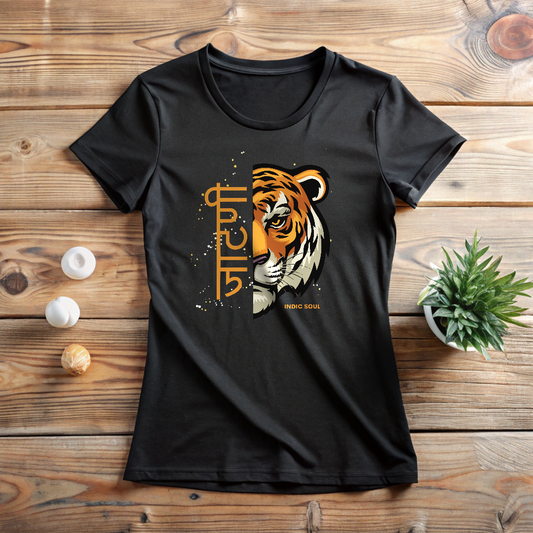 Fierce Tiger Design "Jaatni" Cotton T shirt for Female